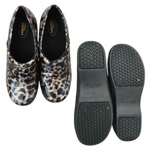 SafeTStep Comfort Cushioned Leopard Print Clog Shoes Slip Resistant Size